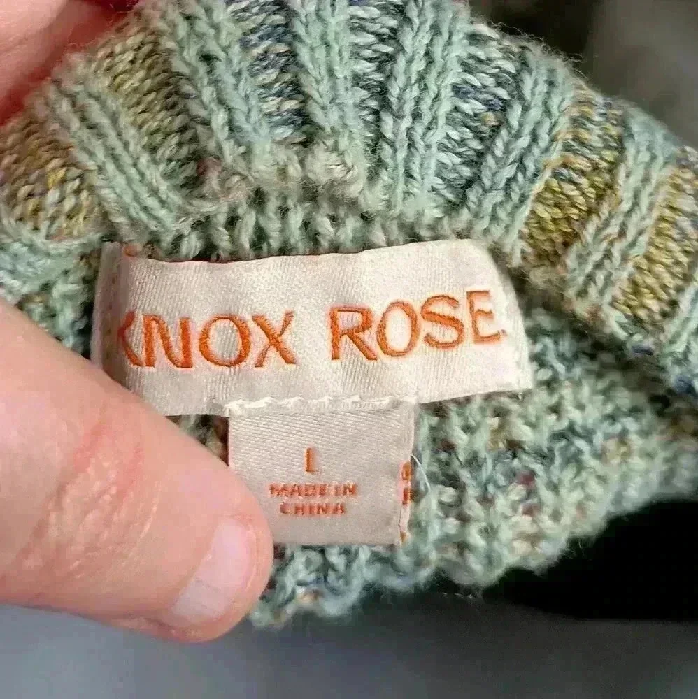 KNOX ROSE Coatigan Fall Green oversized cozy knit‎ multi color cardigan (#576)